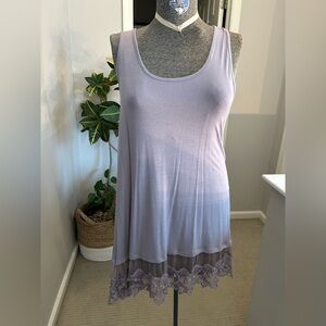Sleeveless Lace-Hem Tunic- Lavender